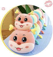 Мягкая игрушка подушка Гусеница, длинная плюшевая детская игрушка антистресс,80-85 см,Розовый