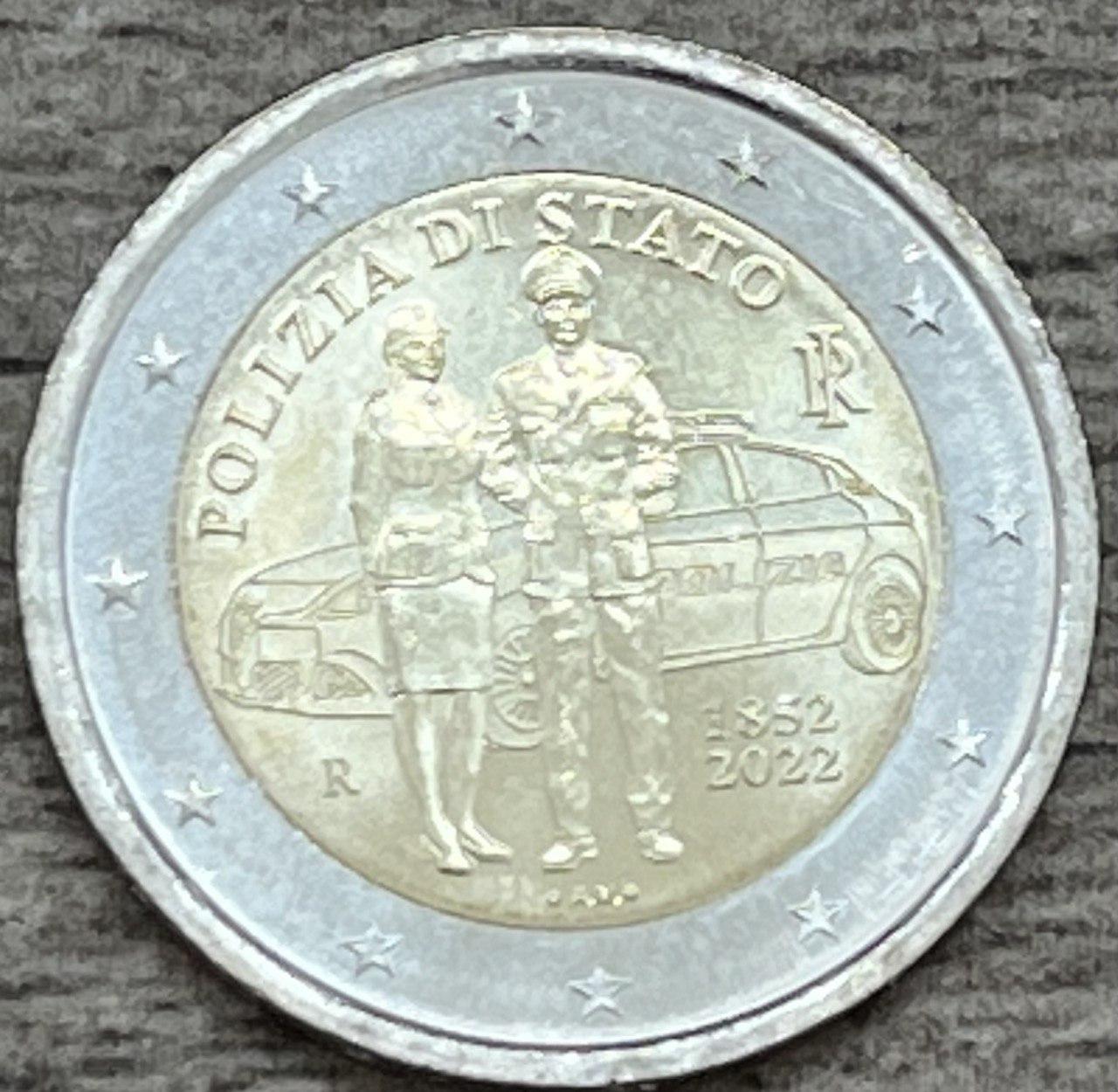 Монета Італії 2 євро 2022 р. 150 років Поліції, фото 1