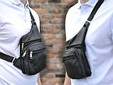 Шкіряна сумка месенджер кобура слінг кросбоді через плече барсетка чоловіча натуральна шкіра, фото 4