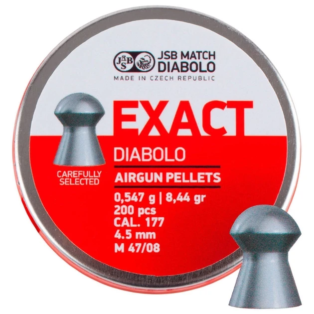 ШАРЫ ПНЕВМАТИЧЕСКИЕ JSB DIABOLO EXACT. КОЛ. 4.51 ММ. ВЕС — 0.54 Р. 500 ШТ/УП