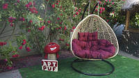 Кресло навесное в сад из плетённого ротанга