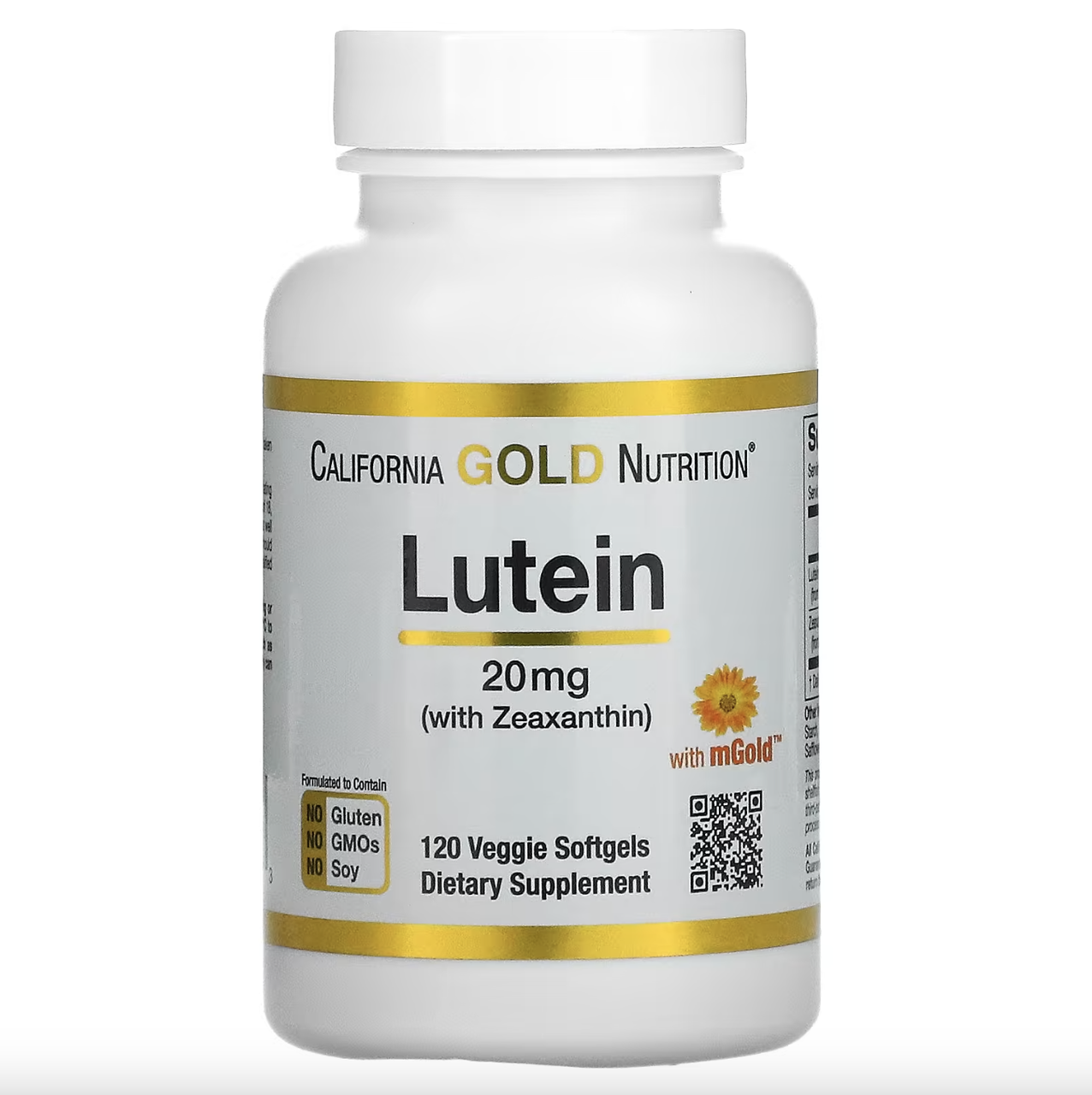 Лютеїн, California Gold Nutrition with Lutein Zeaxanthin 20 mg 60 капсул