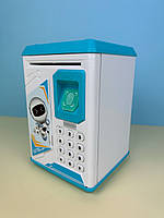 Электронная Копилка сейф с отпечатком пальца и кодовым замком «BODYGUARD» + купюроприемник, голубая