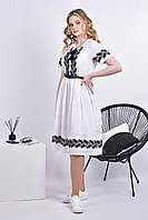 Льняное белое платье с вышивкой (46р) № 0306
