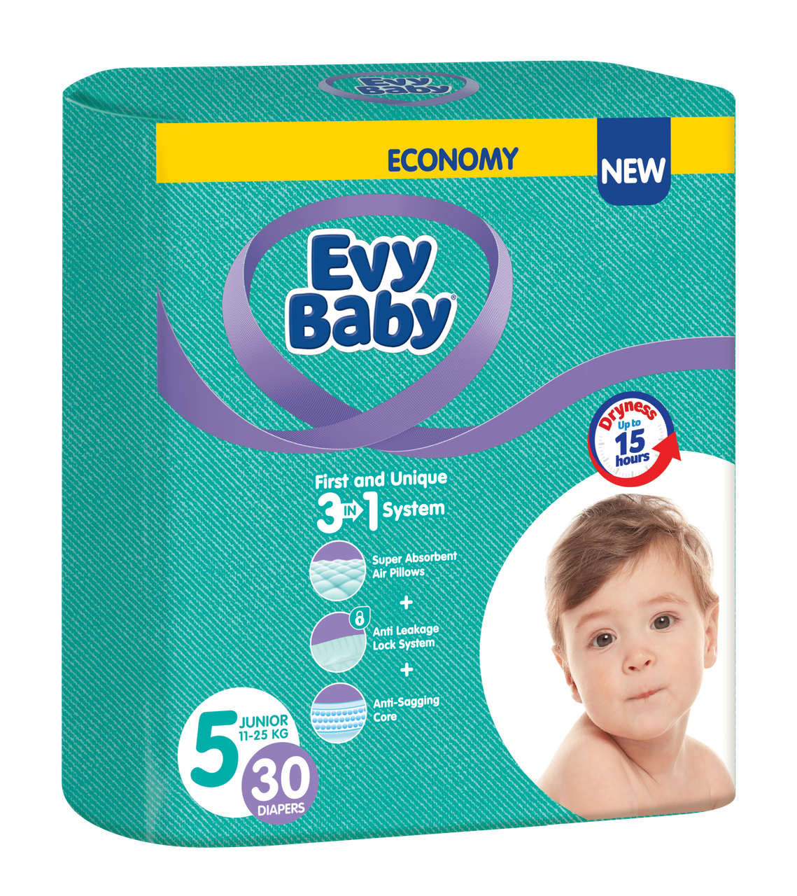 Підгузники дитячі Evy baby junior elastic twin 5 (11-25 кг) 30 шт