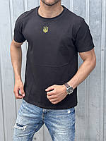 Мужская патриотическая футболка хлопковая черная, трикотажная модная летняя мужская футболка черного цвета