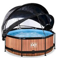 Каркасный бассейн, с куполом и тентом EXIT (графит, дача, накрытие) 244 х 76 см