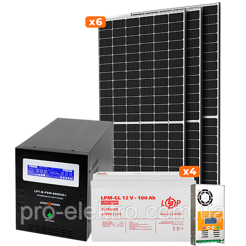 Солнечная электростанция (СЭС) 4kW АКБ 4.8kWh (гель) 100 Ah Стандарт ...