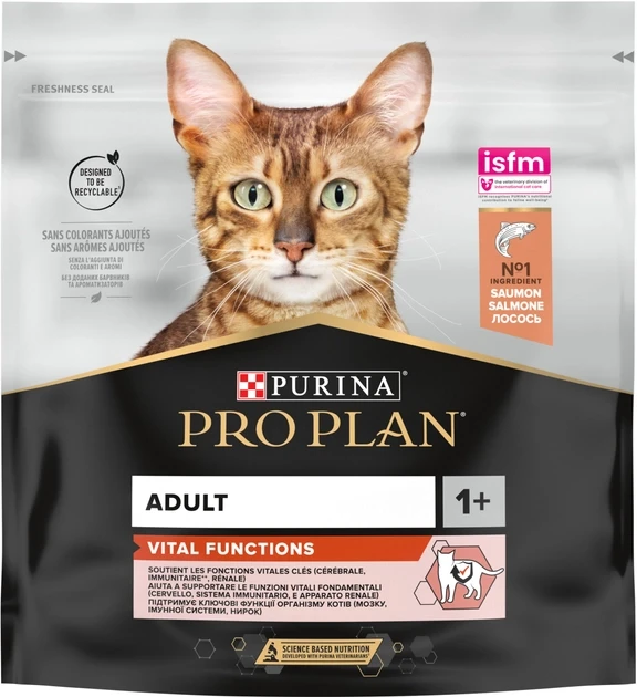 Сухий корм для дорослих котів Purina Pro Plan Adult 1+ Vital Functions з лососем 400 г