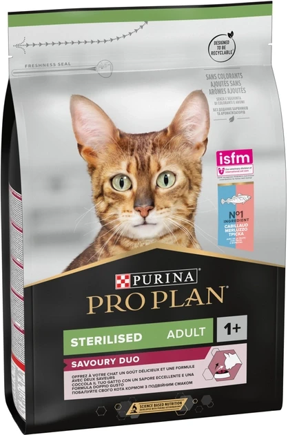 Сухий корм PRO PLAN Sterilised Adult 1+ Savoury Duo для дорослих стерилізованих котів з тріскою та фореллю 3 кг