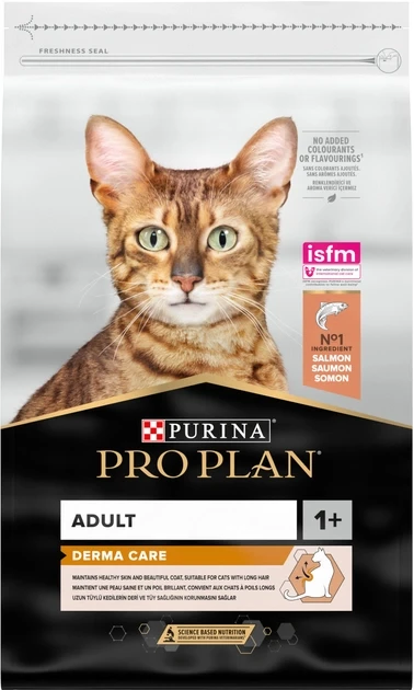 Сухий корм для дорослих котів Purina Pro Plan Adult 1+ Derma Care для підтримки шкіри та вовни з лососем 10 кг