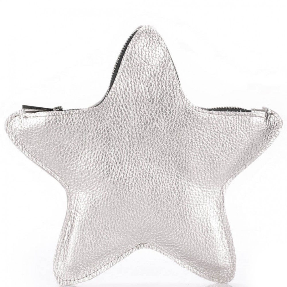 Шкіряний клатч-косметичка Poolparty Star Silver