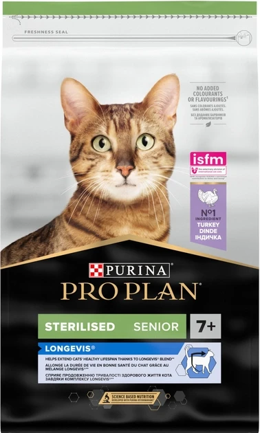 Сухий корм для стерилізованих котів Purina Pro Plan Sterilised Senior 7+ з індичкою 10 кг