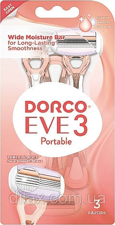 Бритва одноразова для жінок із 3 лезами, 3 шт., блістер - Dorco Eve 3 Portable (1009490)