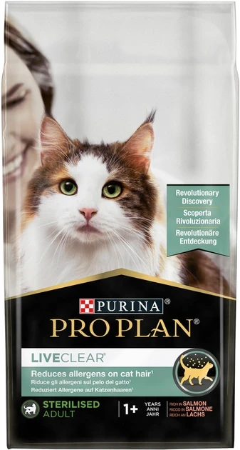 Сухий корм для стерилізованих котів Purina Pro Plan LiveClear від алергенів на шерсті з лососем 1.4 кг