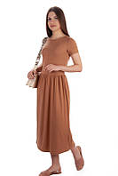 Женское однотонное платье / Платья-миди 42, светло-коричневый