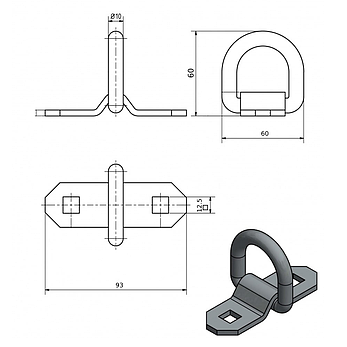 Петля такелажна Bakker накладна 90/30 мм 800 кг 302145, фото 3