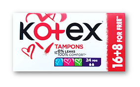 Тампони "Kotex Mini" 2 краплі (16+8шт.)