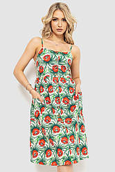Сарафан жіночий з квітковим принтом, колір червоно-зелений, 221R1932