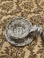 Кружка плетеная на подарок из бумажной лозы -ручная работа "Ts"