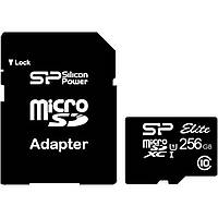 Картка пам'яті microSDXC, 256 Gb, Class10 UHS-I Elite, Silicon Power, SD-адаптер (SP256GBSTXBU1V10SP)