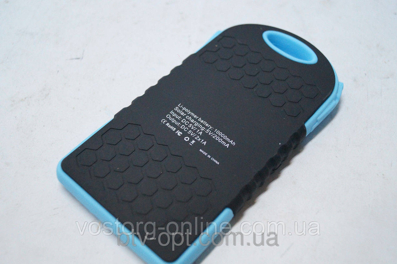 Power Bank 10000mah 2A +1A c солнечной батареей, повэр банк, солнечная батарея, аккумулятор внешний - фото 2 - id-p317618799