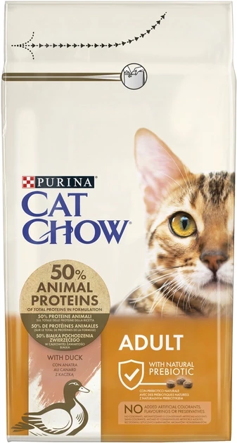 Сухий корм для дорослих котів Purina Cat Chow Adult з качкою 1.5 кг