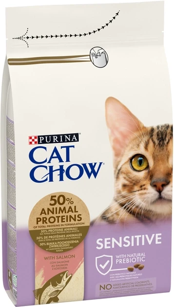 Сухий корм для котів з чутливою шкірою та травленням Purina Cat Chow Sensitive з лососем 1.5 кг