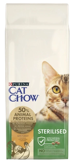 Сухий корм для дорослих стерилізованих котів Purina Cat Chow Sterilised з індичкою 15 кг