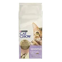 Сухий корм для котів з чутливою шкірою та травленням Purina Cat Chow Sensitive з лососем 15 кг, фото 4