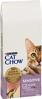 Сухий корм для котів з чутливою шкірою та травленням Purina Cat Chow Sensitive з лососем 15 кг, фото 3