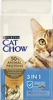 Сухой корм для кошек Purina Cat Chow Feline 3-in-1 с формулой тройного действия с индейкой 15 кг