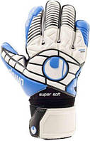 Вратарские перчатки Uhlsport ELIMINATOR SUPERSOFT бело-черно-голубые 1000168 01