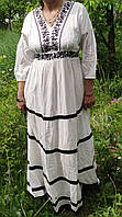 Платье вышитое на льне "Анна",Индия размеры M-2XL