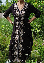 Сукня вишита  жіноча на льоні "Ольга" Індія, розміри  M-2XL