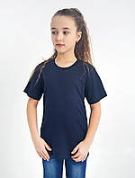 Детская футболка тёмно синяя девочка мальчик , футболки детские и подростковые однотонные на класс группу