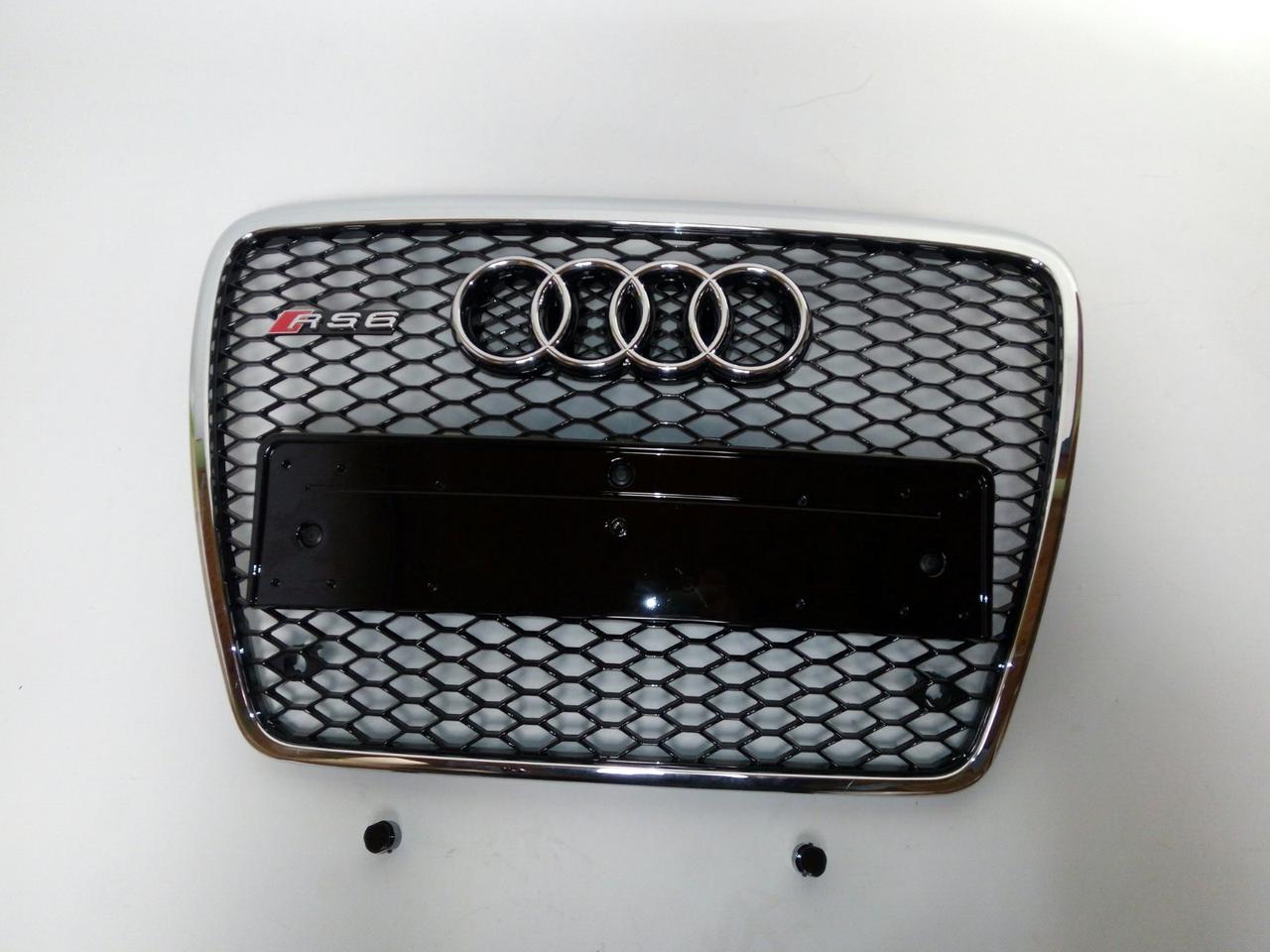 Решітка радіатора RS6 на Audi A6 2008-2012 (чорна з хром окантовкою)