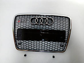 Решітка радіатора RS6 на Audi A6 2008-2012 (чорна з хром окантовкою)