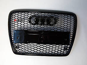 Решітка радіатора RS6 на Audi A6 2005-2012 (чорна з чорною окантовкою)