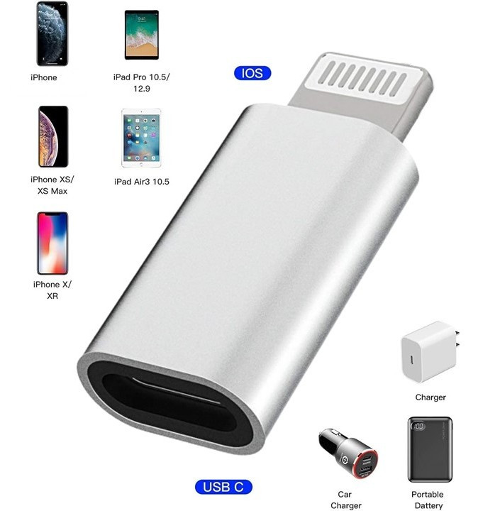 Адаптер перехідник Lightning - USB Type-C Gray, фото 1