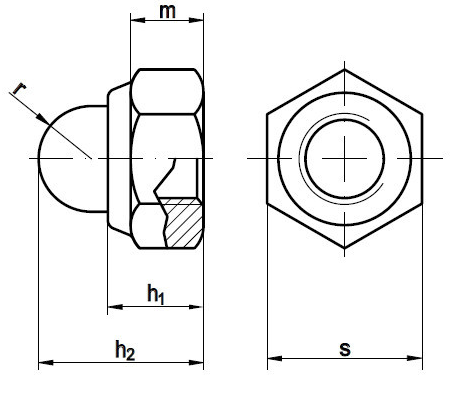 Гайка М12 колпачковая самоконтрящаяся DIN 986