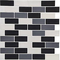 Самоклеюча поліуретанова плитка чорна сіра та молочна цегла 305*305*1 мм. SW-00001329