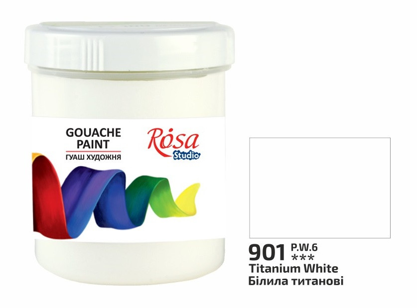 Гуаш художня білила титанові 100 мл Rosa Studio