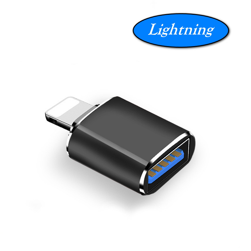Адаптер перехідник OTG USB 3.0 Lightning Black, фото 1