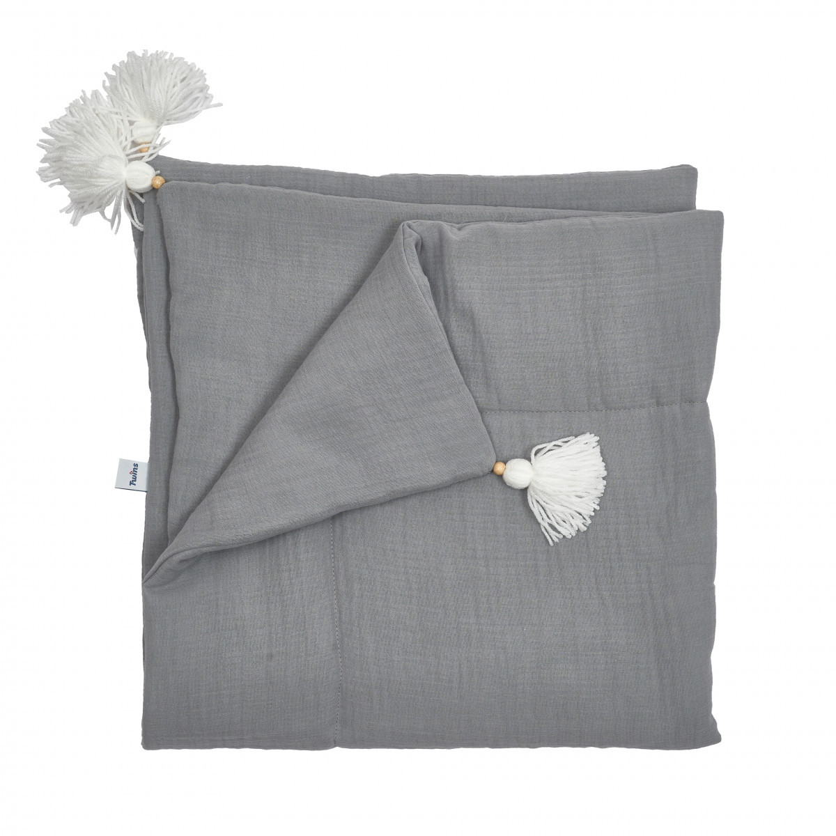 Плед Twins мусліновий 90x90 утеплений, grey, сірий, фото 1