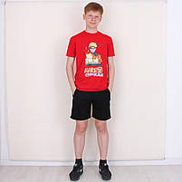 Костюм підлітковий на хлопчика з принтом Аніме літній із шортами вік від 10 до 15 років різні кольори, фото 7