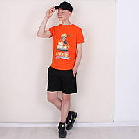Костюм підлітковий на хлопчика з принтом Аніме літній із шортами вік від 10 до 15 років різні кольори, фото 5