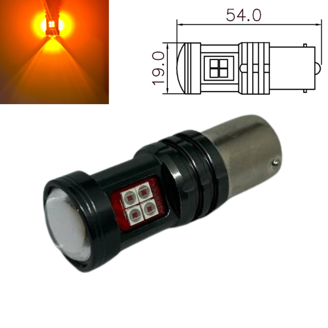 Автолампа світлодіодна LED BSmart BS8t P21W 1156 BA15s 3030 15SMD 12В - 24В жовта, фото 1