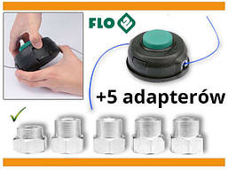 Головка для кріплення жилки до газонокосарок FLO: Ø=2- 2,4 мм + 5 адаптерів, Ø= 108 мм, H= 58 мм