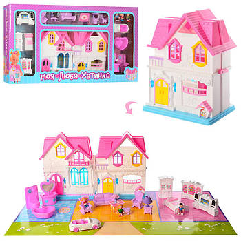 Будиночок для ляльок (меблі, фігурки, машина, звук, світло, на батарейках) WD-921D